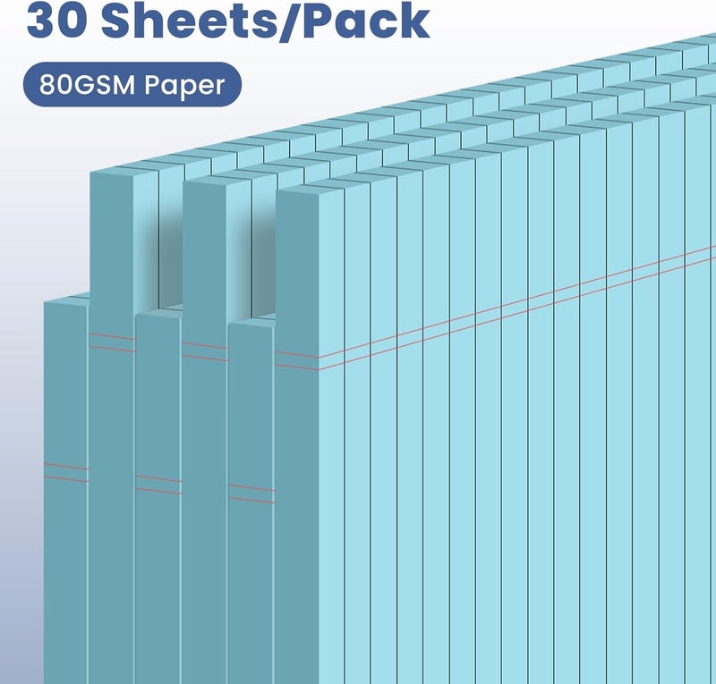 Ciphyfee 6pcs Small Note Pads, Blue Notepads 5x8 College Ruled Notebook, Writing Pads 5 x 8, Legal Pads, Memo Pad Paper Perforate Narrow Ruled Notebooks for Work, School, Office,30 Sheets/Pack - Image 3